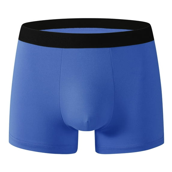 Rohuuque Boxer Briefs for Men Color Block Elastic Waist Underwear Stretch Briefs Comfort Breathable Trunks with Soft Waistband Blue