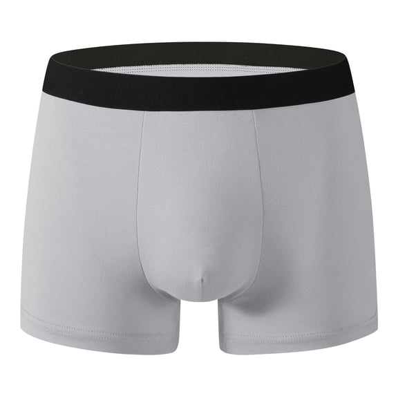 Rohuuque Boxer Briefs for Men Color Block Elastic Waist Underwear Stretch Briefs Comfort Breathable Trunks with Soft Waistband Gray
