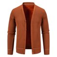 thumbnail image 1 of Rohuuque Cardigan Sweaters for Men Solid Color Texture Cardigan V-neck Button Knit Sweater Jacket Fall Winter Casual Tops Brown, 1 of 5