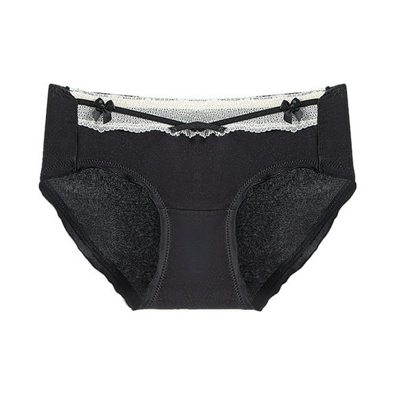 Rohuuque Cotton Underwear for Women Bow Ribbon Hipster Panties Regular Cotton Soft Breathable Bikini Briefs Hipsters Black