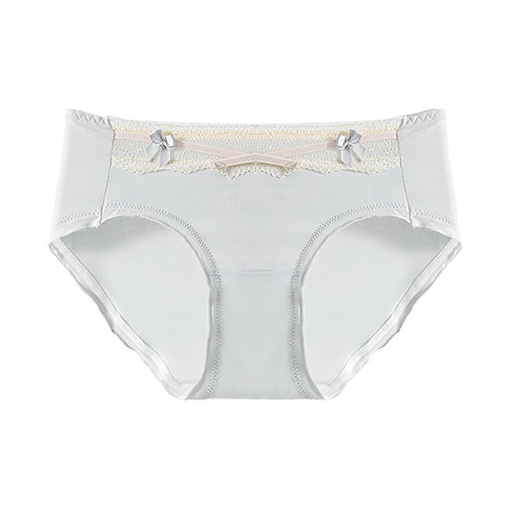 Rohuuque Cotton Underwear for Women Bow Ribbon Hipster Panties Regular Cotton Soft Breathable Bikini Briefs Hipsters Gray