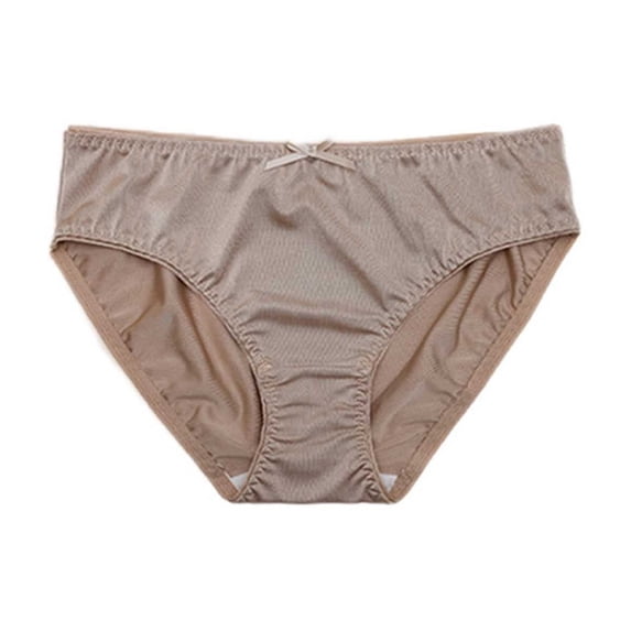 ZQUUVOU Cotton Underwear for Women High Elasitic Soft Hipsters Solid Color Mid Waisted Daily Wear Bow Ladies Panties Coffee