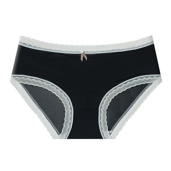 Rohuuque Cotton Underwear for Women Lace Wasit Hipster Panties Soft Breathable Briefs Underwear Cotton Bikini Underwear Black
