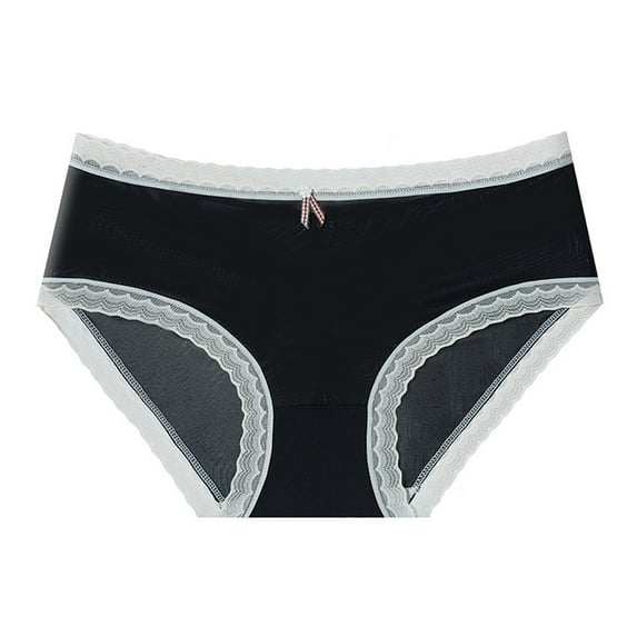 Rohuuque Cotton Underwear for Women Lace Wasit Hipster Panties Soft Breathable Briefs Underwear Cotton Bikini Underwear Black