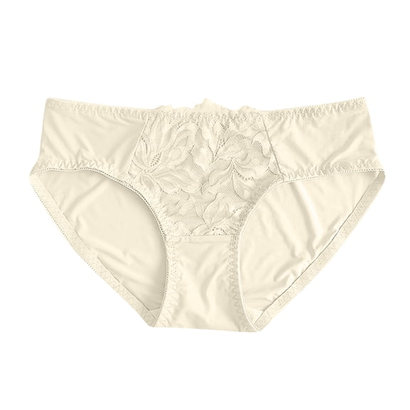 Rohuuque Cotton Underwear for Women Ladies Fashion Solid Color Invisibles Ice Silk Mid Waist Panties Comfort Underwear Beige