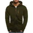 thumbnail image 1 of Rohuuque Fall Fashion Hooded Sweatshirts for Men Zipper Casual Pockets Solid Long Sleeved Outwear Sports Hiking Outerwear Olive Green, 1 of 4