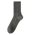 thumbnail image 1 of Rohuuque Fall Winter Cotton Socks for Women Ribbed Knit Solid Color Crew Socks Breathable Comfort Casual Home Sport Socks Dark Gray, 1 of 5