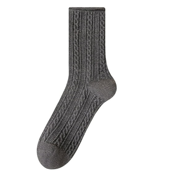 Rohuuque Fall Winter Cotton Socks for Women Ribbed Knit Solid Color Crew Socks Breathable Comfort Casual Home Sport Socks Dark Gray