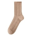 thumbnail image 1 of Rohuuque Fall Winter Cotton Socks for Women Ribbed Knit Solid Color Crew Socks Breathable Comfort Casual Home Sport Socks Khaki, 1 of 5
