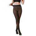 thumbnail image 1 of Rohuuque Fleece Lined Tights for Women Warm Sheer Pantyhose Fake Translucent Pantyhose Thermal High Waisted Footed Tights Black, 1 of 7