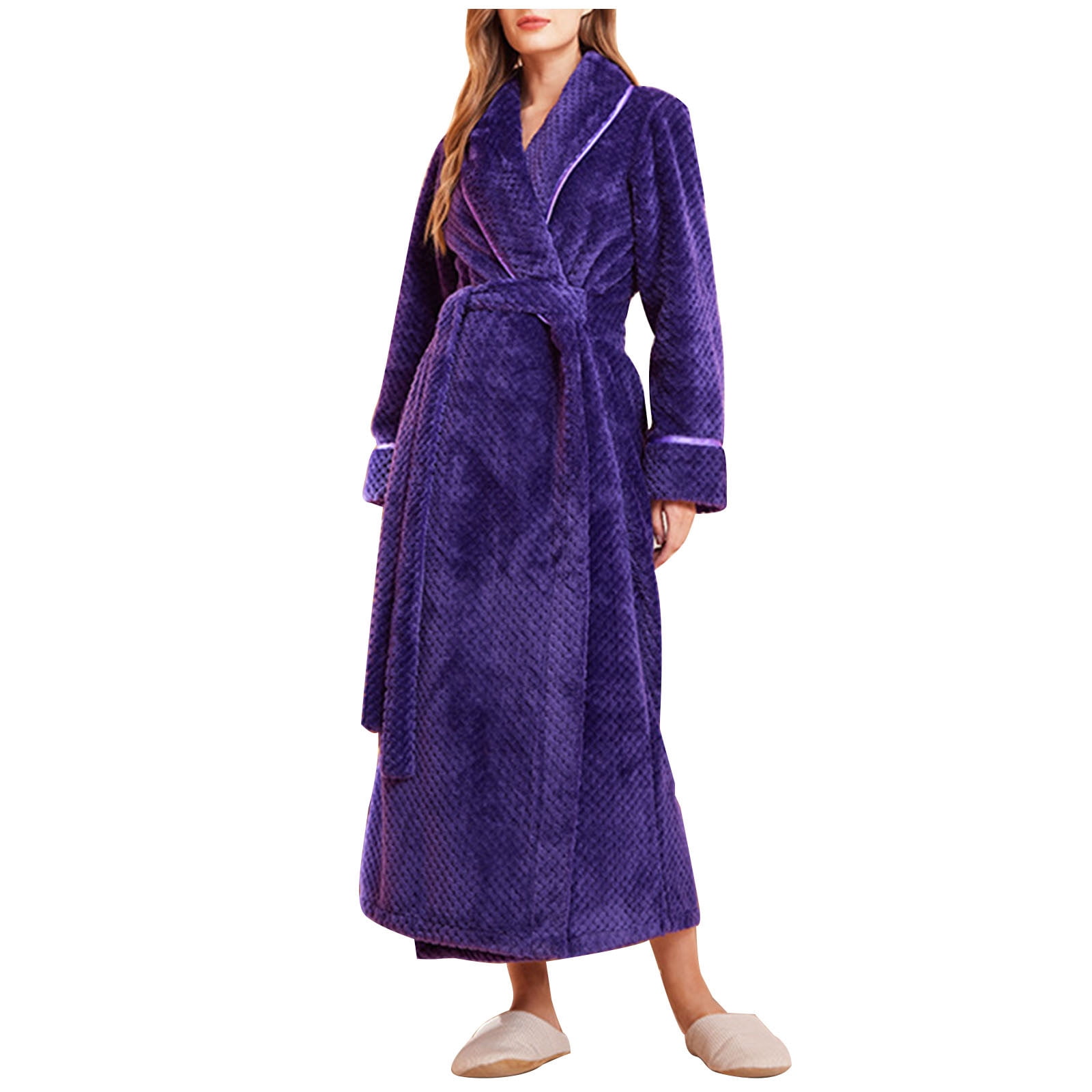 ZQUUVOU Fleece Robes for Unisex Plush Sherpa Fleece Bathrobes Collar ...