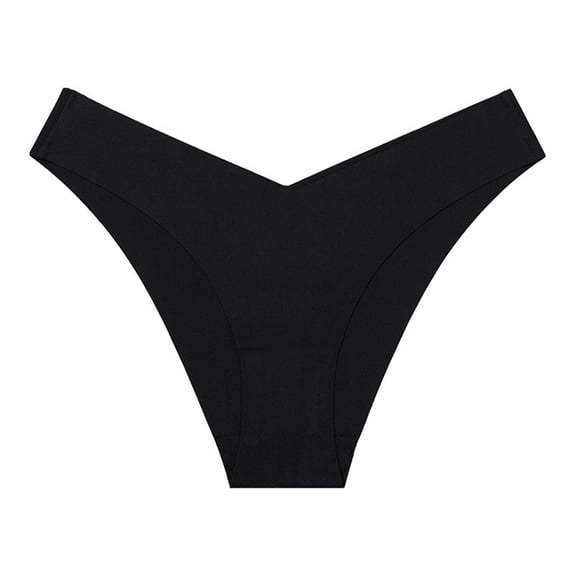 Rohuuque Invisibles Cotton Thongs for Women Soft Low Rise Thong Ladies Panties Underwear No Show V-waisted Stretch Thong Panties Black