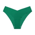 thumbnail image 1 of Rohuuque Invisibles Cotton Thongs for Women Soft Low Rise Thong Ladies Panties Underwear No Show V-waisted Stretch Thong Panties Green B, 1 of 3