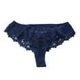 thumbnail image 1 of ZQUUVOU Invisibles Lace Thongs for Women Hollow Crotch Briefs Underwear Cotton Lined No Show Comfort Cheeky Panties Blue, 1 of 4