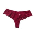 thumbnail image 1 of ZQUUVOU Invisibles Lace Thongs for Women Hollow Crotch Briefs Underwear Cotton Lined No Show Comfort Cheeky Panties Burgundy, 1 of 4