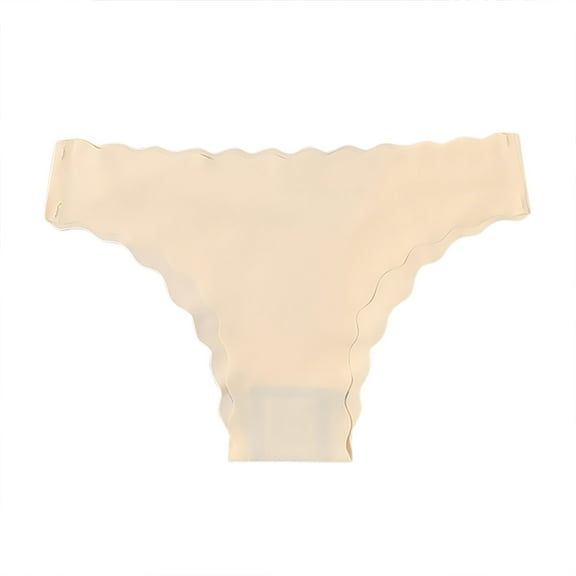 ZQUUVOU Invisibles Thongs for Women Bikini Thong Underwear with Antibacterial Lining Breathable Comfort Ruffle Trim Panties Beige
