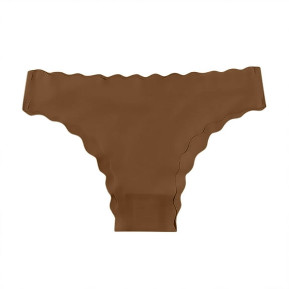 ZQUUVOU Invisibles Thongs for Women Bikini Thong Underwear with Antibacterial Lining Breathable Comfort Ruffle Trim Panties Coffee