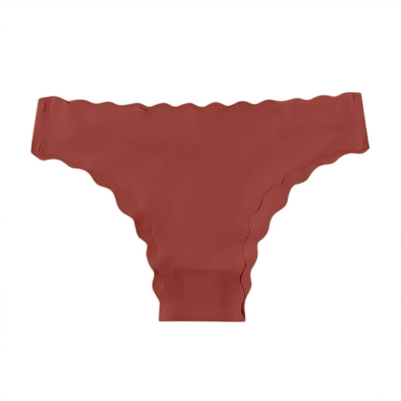 ZQUUVOU Invisibles Thongs for Women Bikini Thong Underwear with Antibacterial Lining Breathable Comfort Ruffle Trim Panties Watermelon Red