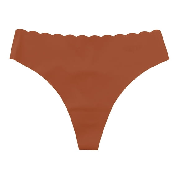 ZQUUVOU Invisibles Thongs for Women Cut Out Heart Sheer Thong Breathable Ice Silk Underwear Quick Dry Low Rise Invisibles Panties Brown