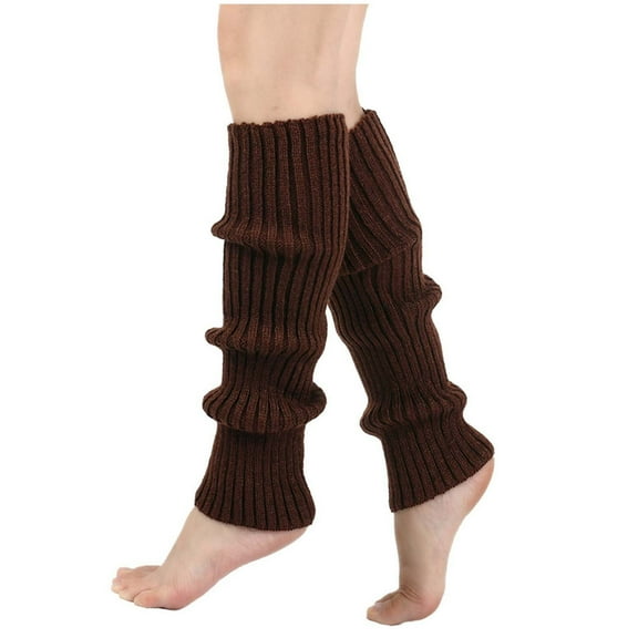 Rohuuque Leg Warmer Socks for Women Ribbed Knit Soft Calf Accessories Cute 80s Ruffle Leg Sleeves for Teen Adult Daily Wear Coffee