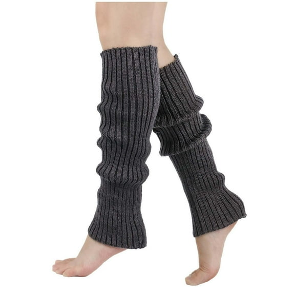 Rohuuque Leg Warmer Socks for Women Ribbed Knit Soft Calf Accessories Cute 80s Ruffle Leg Sleeves for Teen Adult Daily Wear Dark Gray