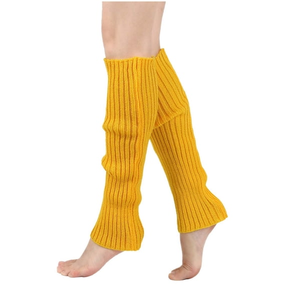 Rohuuque Leg Warmer Socks for Women Ribbed Knit Soft Calf Accessories Cute 80s Ruffle Leg Sleeves for Teen Adult Daily Wear Yellow