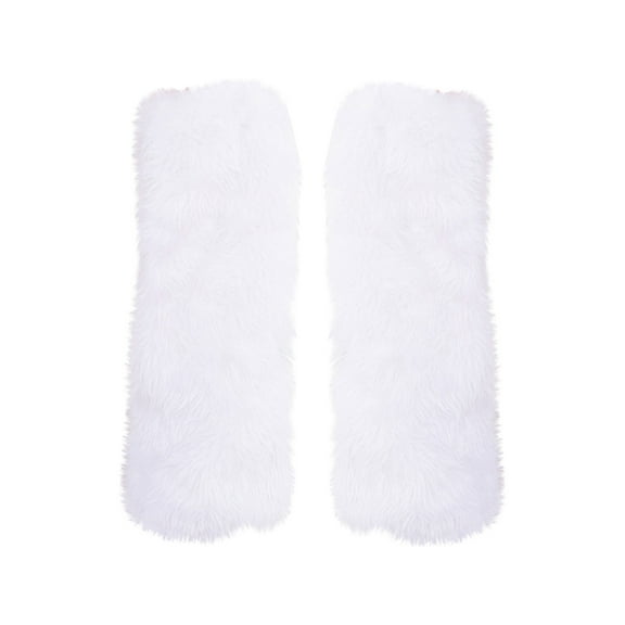 Rohuuque Leg Warmers for Women Fashion Christmas Faux Fur Plush Leg Warmers Fuzzy Thickened Boot Toppers Winter Wrist Covers White