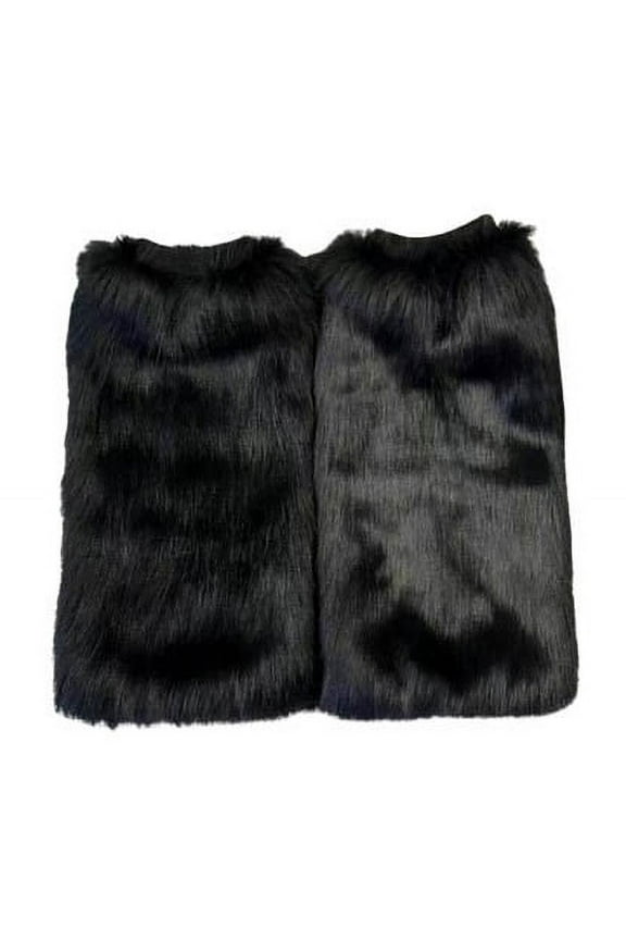 Leg Warmers for Women Foot Covers Socks Plush Boot Cuffs Mid-Calf Leg Warmers Knitted Layered Footwear Black