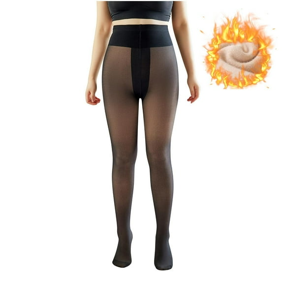 Rohuuque Long Johns Thermal Pants for Women Fake Translucent Thermal Tights Pantyhose Sheer Leggings Footed Thermal Pantyhose Black