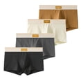 thumbnail image 1 of Rohuuque Men's Boxer Briefs 4PC Underwear Set Breathable Boxer Shorts Plus Size Comfort Trunks with Contrast Color Waistband Khaki, 1 of 3
