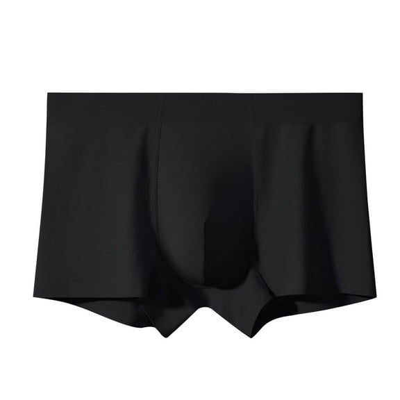 Rohuuque Men's Boxer Briefs Cotton Invisibles Breathable Shorts Panties Thin Low-rise Sport Lightweight Elastic Underwear Black