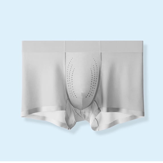 ZQUUVOU Men's Boxer Briefs Ice Silk Breathable Shorts Underwear Invisibles Trunk Boxers Briefs Breathable Short Leg Underpants Gray