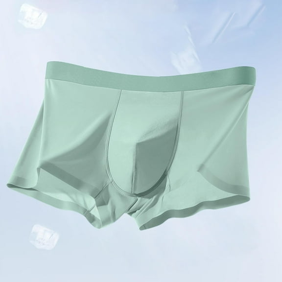 Rohuuque Men's Boxer Briefs Ice Silk Underwear Invisibles Boxer Briefs Breathable Trunks with Soft Elastic Waistband for Daily Wear Green