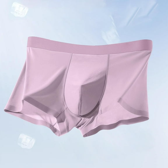 Rohuuque Men's Boxer Briefs Ice Silk Underwear Invisibles Boxer Briefs Breathable Trunks with Soft Elastic Waistband for Daily Wear Purple