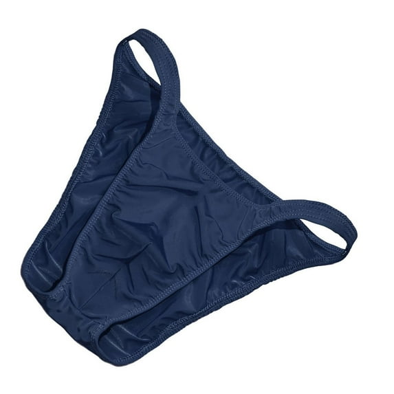 Rohuuque Men's Briefs Underwear Sheer Ice Silk Low Rise Briefs with Snap Button Comfort Underwear Breathable Trunk Navy
