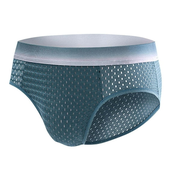 Rohuuque Men's Briefs UnderwearLoose Breathable Sports Pants Ice Silk Mesh Briefs Breathable Quick Dry Daily Wear Underwear Blue