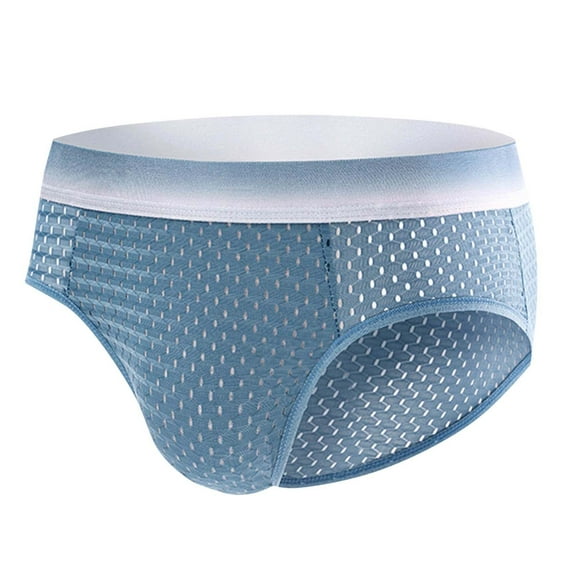 Rohuuque Men's Briefs UnderwearLoose Breathable Sports Pants Ice Silk Mesh Briefs Breathable Quick Dry Daily Wear Underwear Light Blue