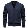 thumbnail image 1 of ZQUUVOU Men's Cardigan Sweaters Fleece Lined V-neck Pocket Button Cardigan Casual Fashion Base Layer Knit Sweater Blue, 1 of 5