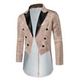 thumbnail image 1 of ZQUUVOU Men's Casual Sequin Suit Jacket Peaked Lapel Tailcoat Banquet Performance Sequins Fashionable Coat Solid Color Suit Jacket Beige, 1 of 4