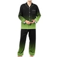 thumbnail image 1 of Rohuuque Men's Cotton Pajamas Set Gradient Button Down Collared Pajamas Shirts with Pocket Elastic Waisted Pants Sleepwear Olive Green, 1 of 9