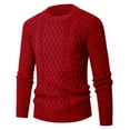 thumbnail image 1 of ZQUUVOU Men's Crewneck Pullover Sweater Fisherman Cable Crewneck Sweater Solid Color Knit Sweater Casual Office Tops Red, 1 of 5
