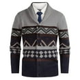 thumbnail image 1 of Rohuuque Men's Fall Winter Cardigan Sweater Boho Tribal Pattern Tops V-neck Shawl Collar Sweater Button Front Knit Cardigan Tops Gray, 1 of 3