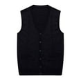 thumbnail image 1 of Rohuuque Men's Fall Winter Sweater Vest Cable Knit Wool Blend Sleeveless Cardigan Loose Solid Color Twist Button Down Jacket Black, 1 of 5