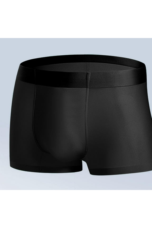 Men's Ice Silk Boxer Briefs Cooling Boxer Shorts Invisibles Breathable Underwear Lightweight Comfort Fall Fashion Black