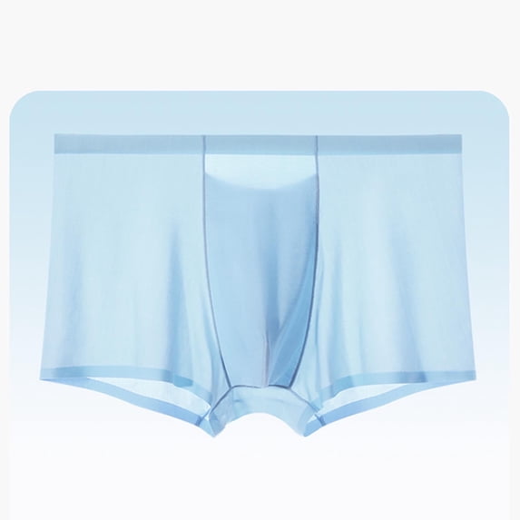 Rohuuque Men's Ice Silk Boxer Briefs Ultra-Thin Boxer Briefs Panties Invisibles Men Boxer Shorts Underwear Breathable Underpants Light Blue
