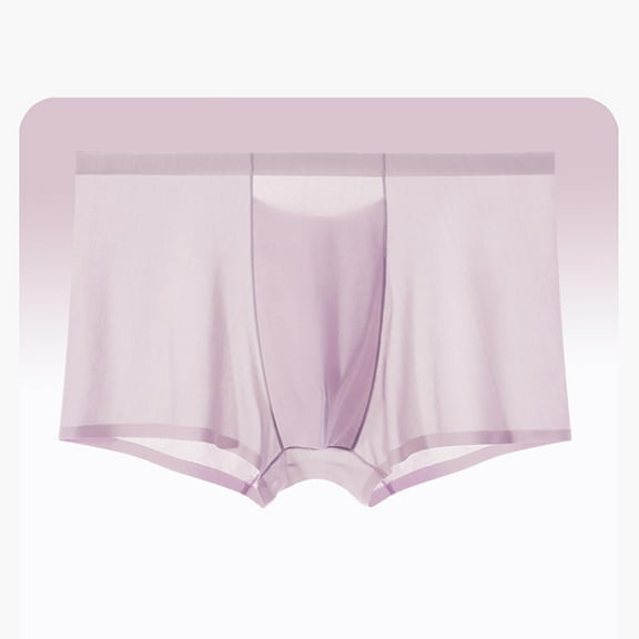 Rohuuque Men's Ice Silk Boxer Briefs Ultra-Thin Boxer Briefs Panties Invisibles Men Boxer Shorts Underwear Breathable Underpants Purple
