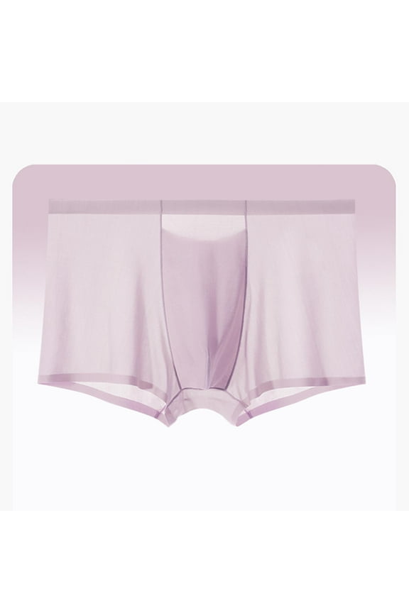 Men's Ice Silk Boxer Briefs Ultra-Thin Boxer Briefs Panties Invisibles Men Boxer Shorts Underwear Breathable Underpants Purple
