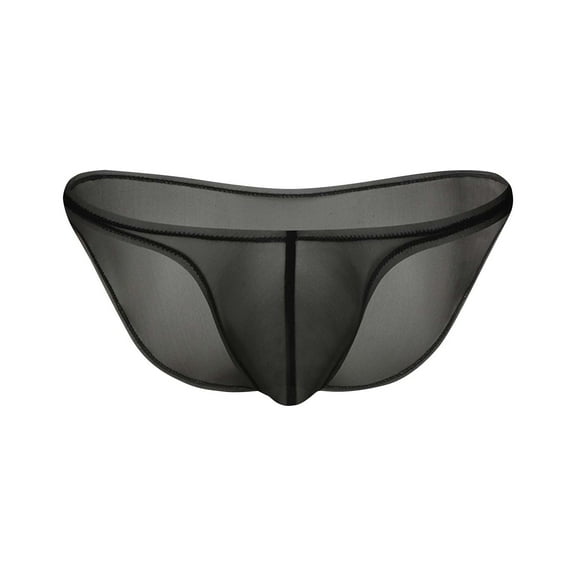 Rohuuque Men's Ice Silk Briefs Underwear Solid Sheer Low Rise Briefs Lightweight Comfort Underwear Triangle Briefs Black