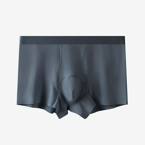 ZQUUVOU Men's Invisibles Boxer Briefs Breathable Cotton Underwear Solid Colors with Elastic Waistband Low Rise Comfort Trunks Gray