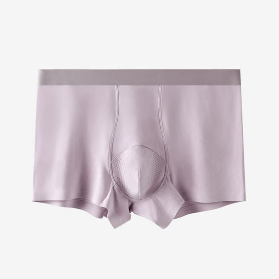 ZQUUVOU Men's Invisibles Boxer Briefs Breathable Cotton Underwear Solid Colors with Elastic Waistband Low Rise Comfort Trunks Pink